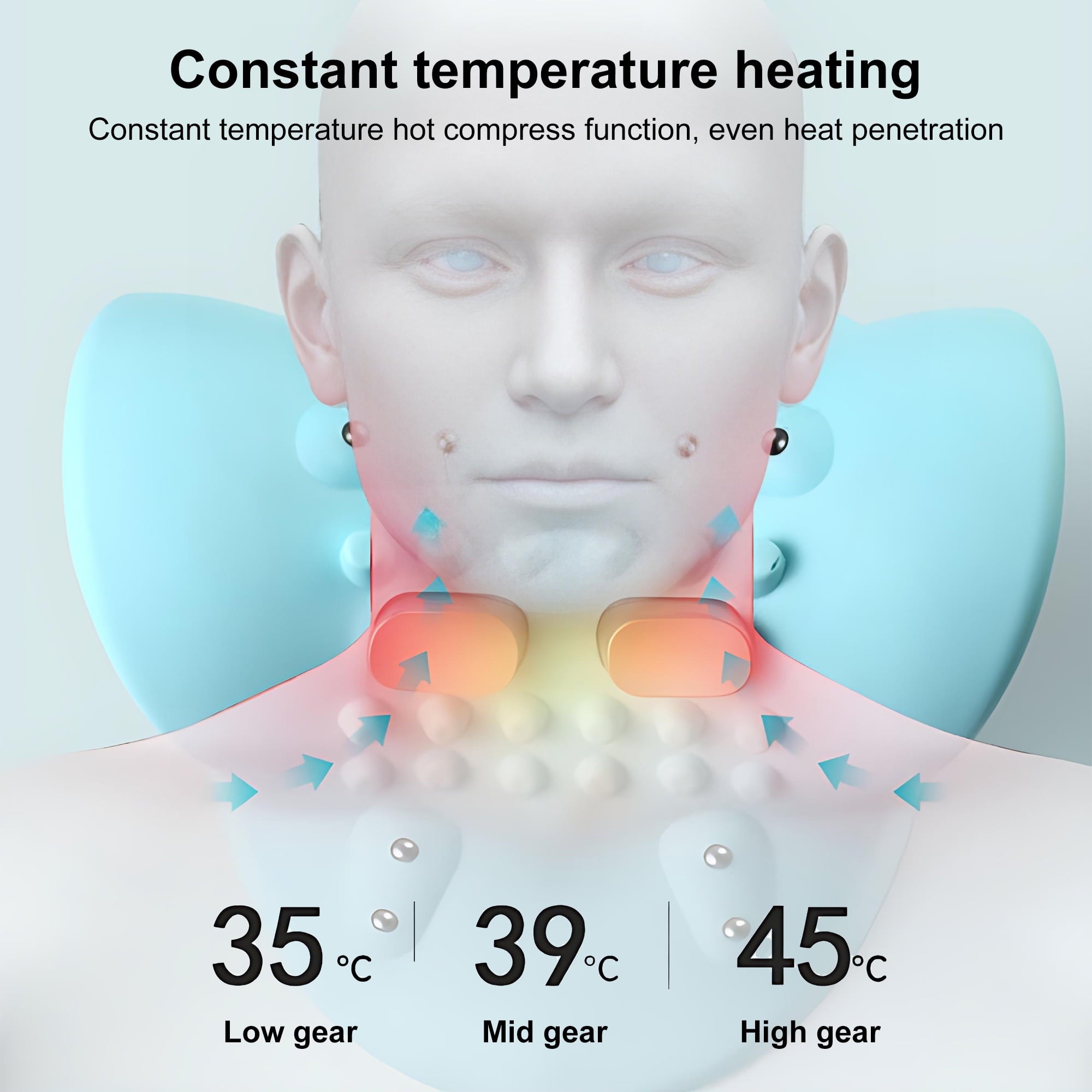 with Pulse, 6-Level Intensity & Magnetic Heat Massage Portable Cervical Relief for Muscle Stiffness and Fatigue - Image 4