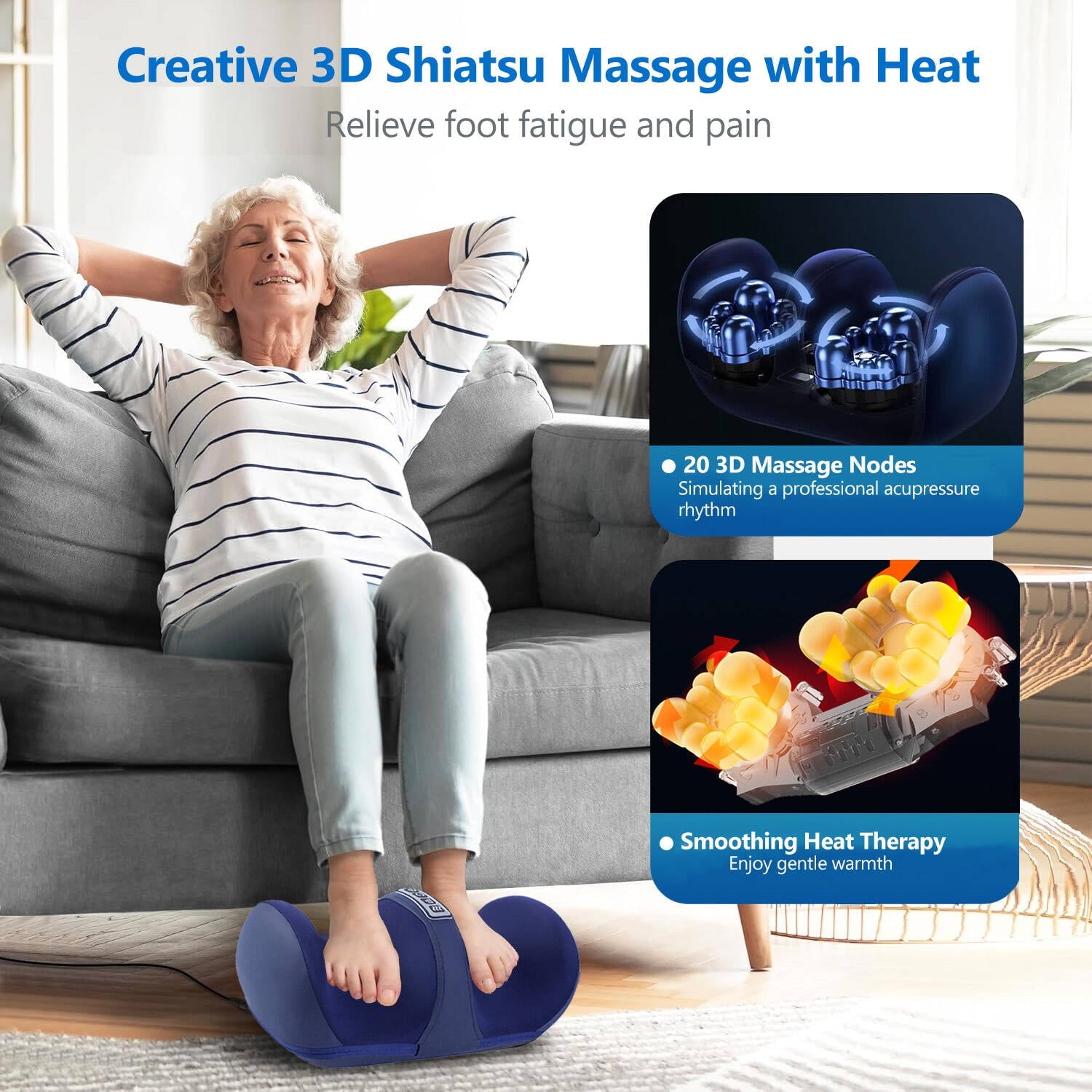 Massager with Heat, and Calf Massager with Massage Roller, Relaxing Gifts for Women Men Mom Dad Birthday Gift,Blue - Image 5