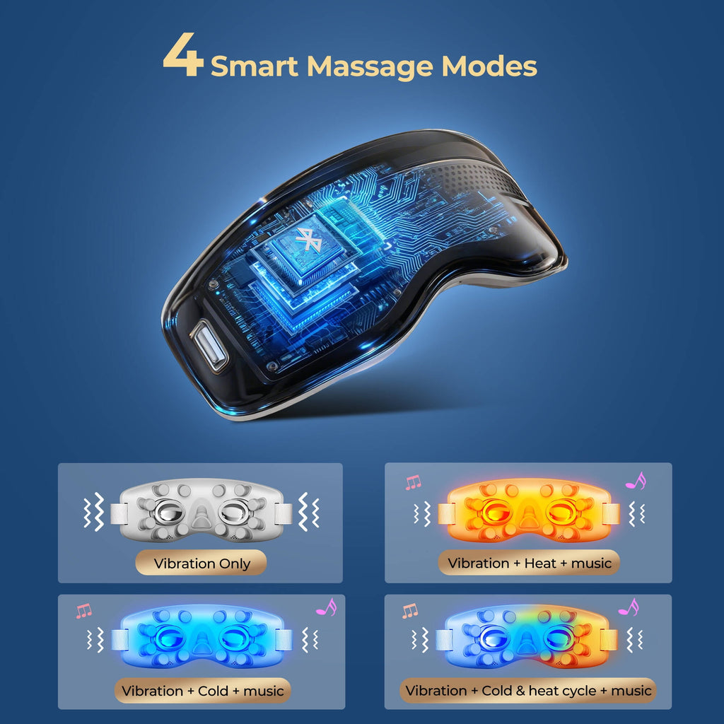 with Heat and Cooling, Mask with Massage Setting, Sleep Mask for Relax, Birthday Gifts for Women Men, Black - Image 4