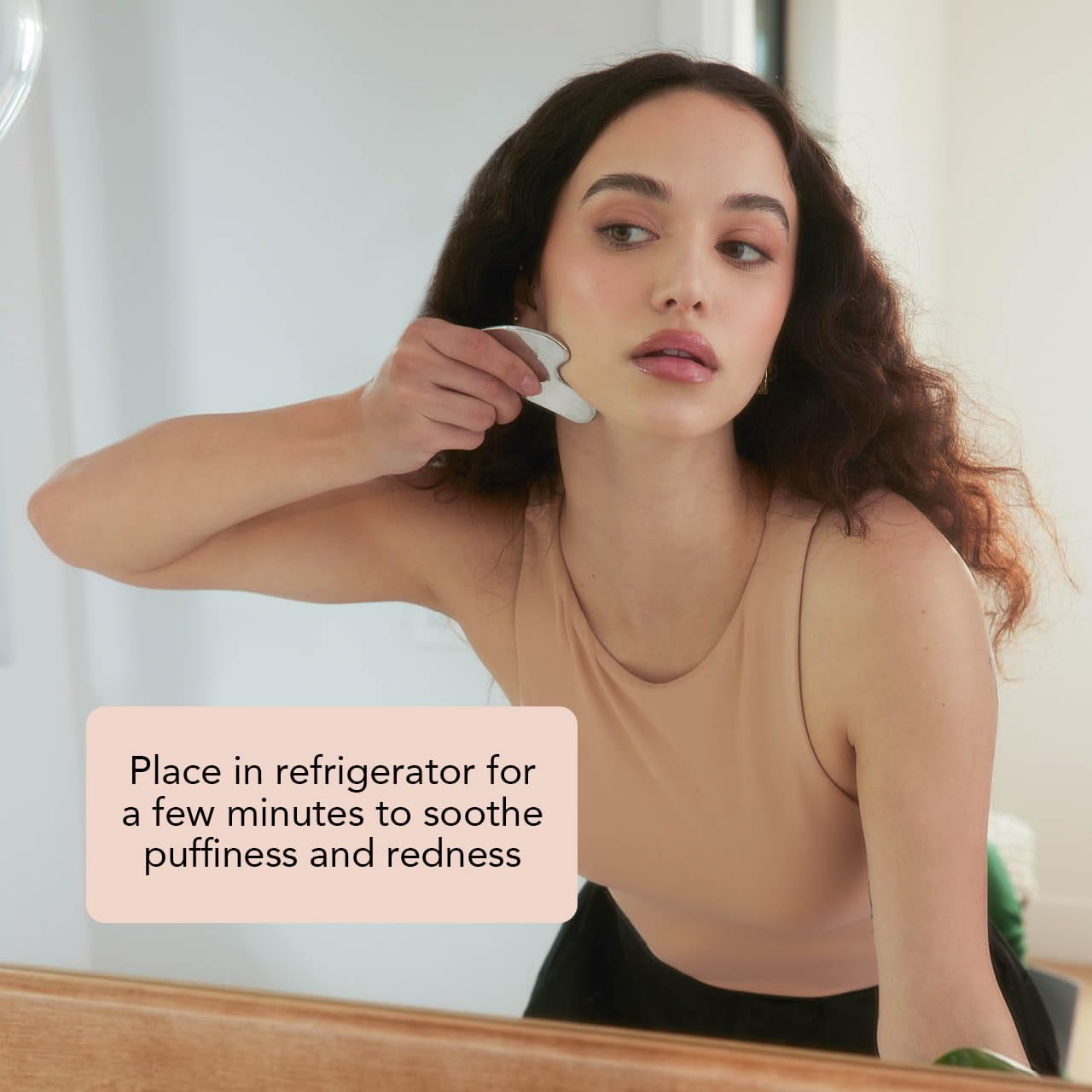 Stainless Steel Gua Sha Facial Tool, Face Massager, Massage Tools, Silver - Image 2