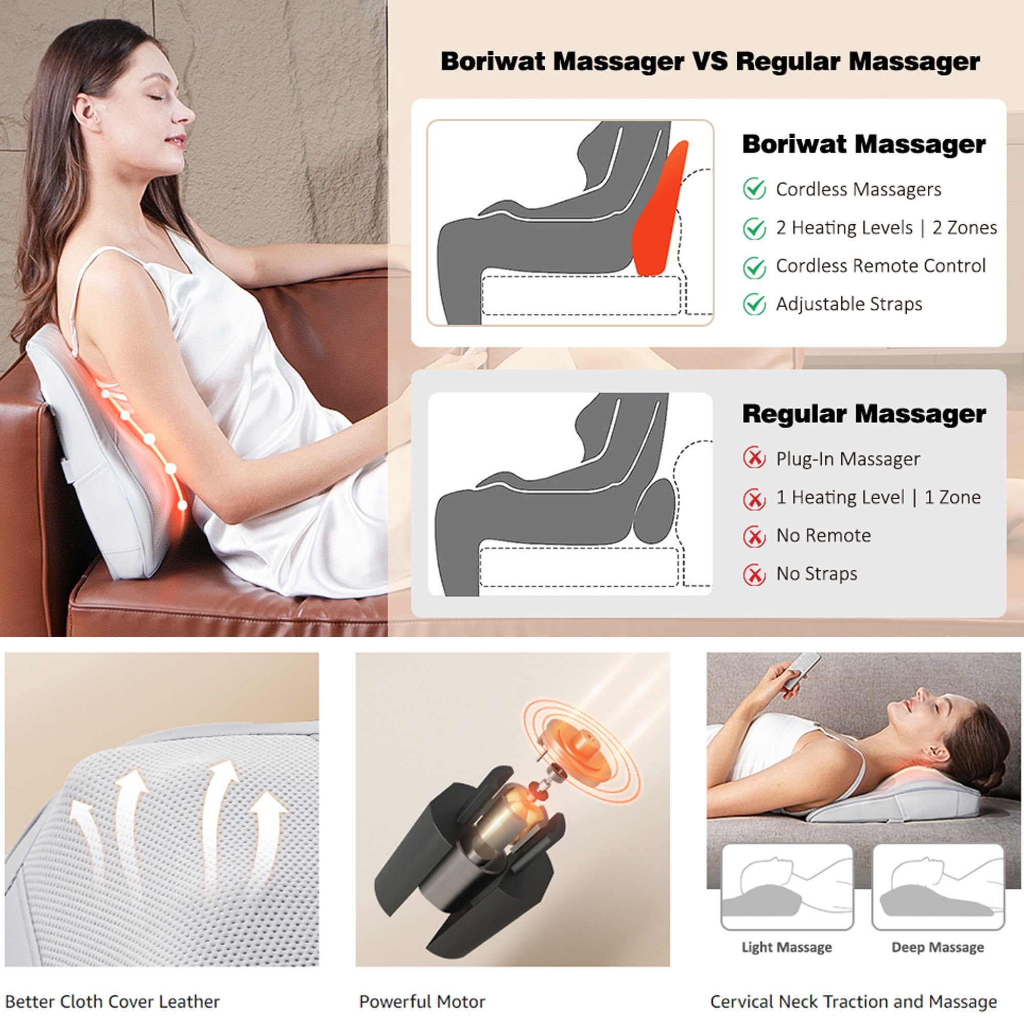 & Back Massager with Heat 3D Deep-Kneading Shiatsu Pillow, Gray Gift for Mom & Dad - Image 4