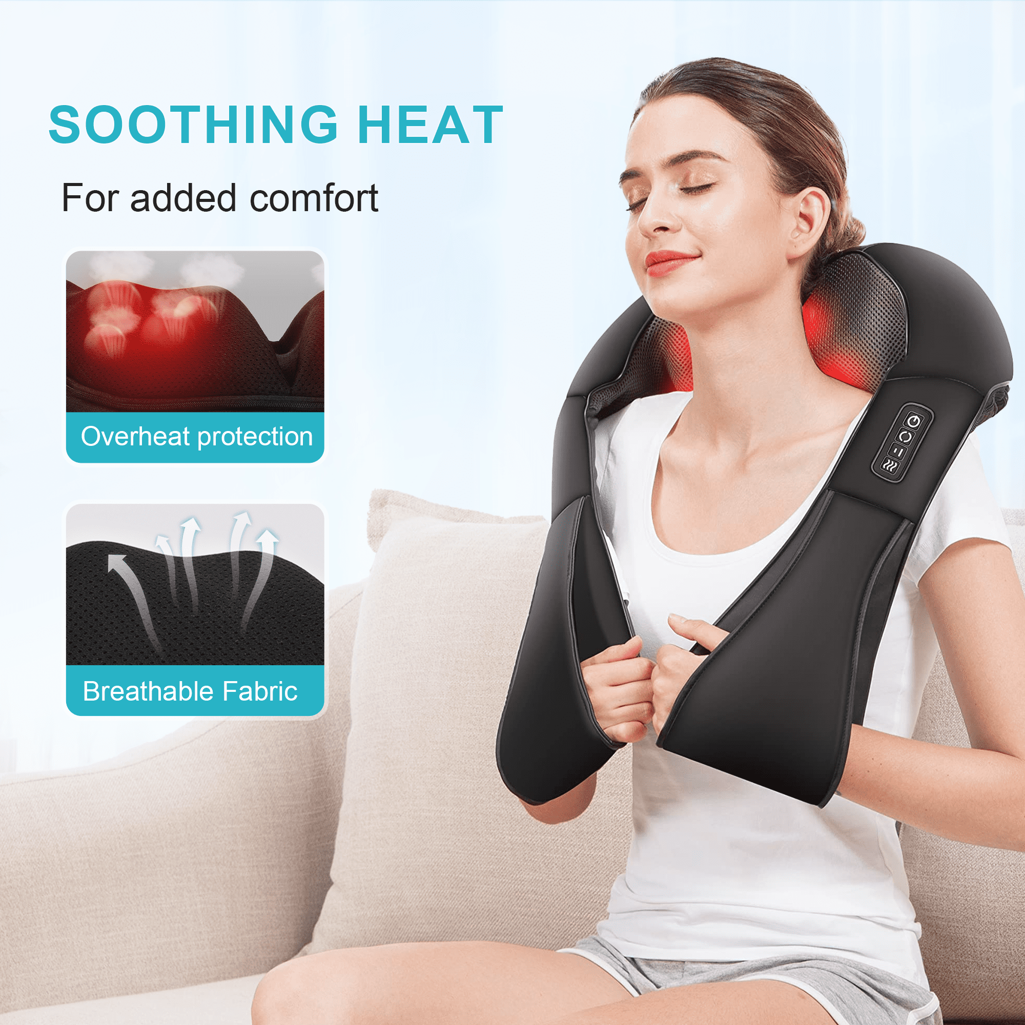 Neck Massager with Heating, Deep Tissue 3D Kneading Massager, Use at Home, Car, Office (Black) - Image 6