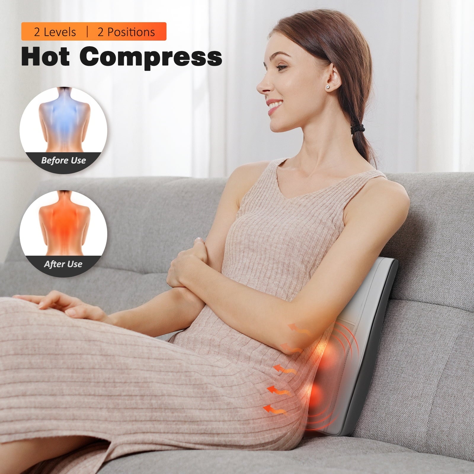 and Back Massager with Heat, Shiatsu Deep-Kneading Massager for Chairs, Car, Gift for Women & Men - Image 2