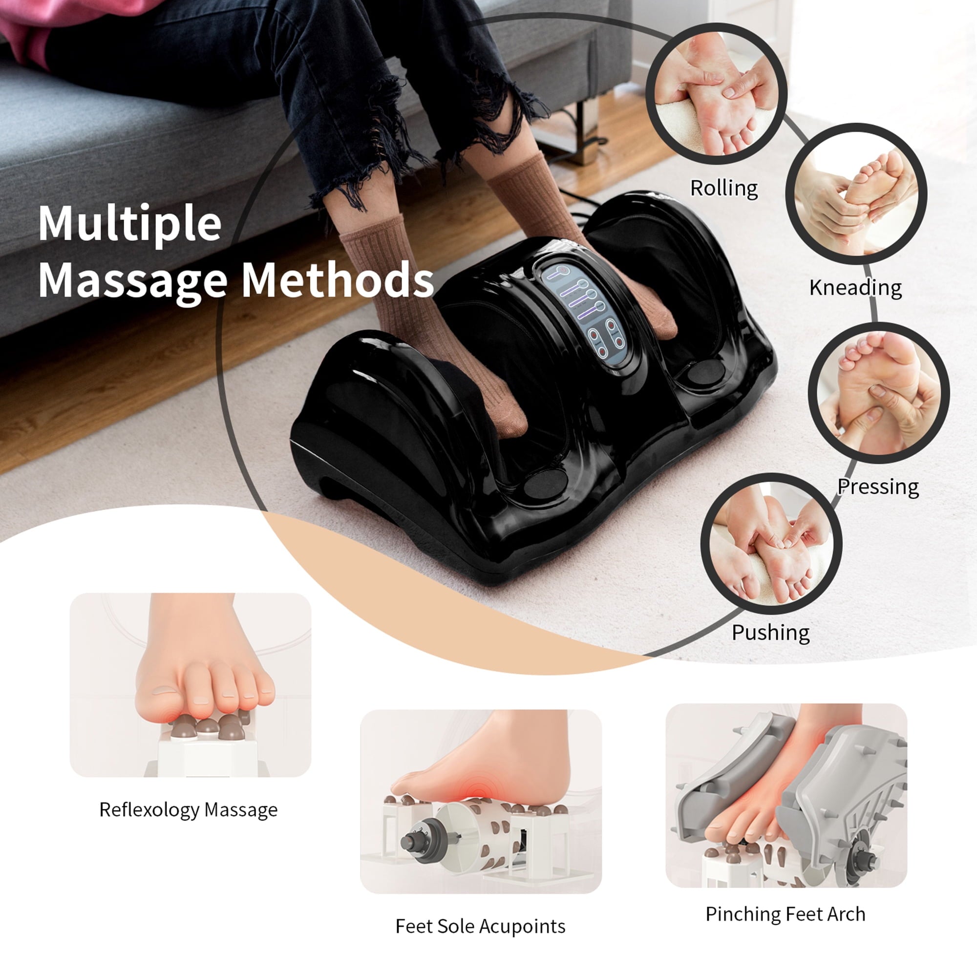 Massager Shiatsu Massage Machine w/ Remote Control Black - Image 4
