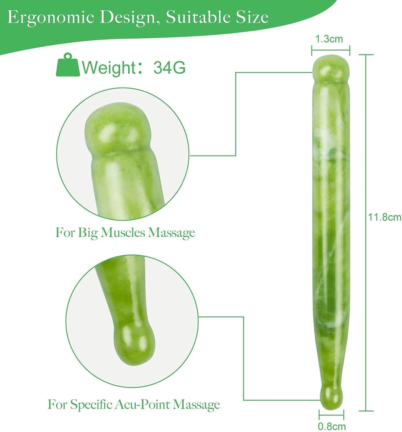 Acupressure Gua Sha Massage Acupuncture Pen, Natural Healing Stone Full Body Relax Self Massage Deep Soft Tissue Tool... - Image 3