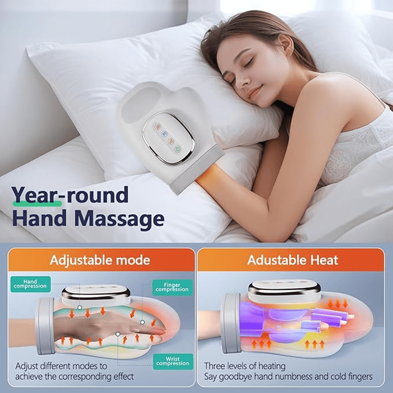 Electric Hand Massager With Heat And Airbag Compression Cordless Portable Glove Massager Unique Fingers Full Wrapped ... - Image 3