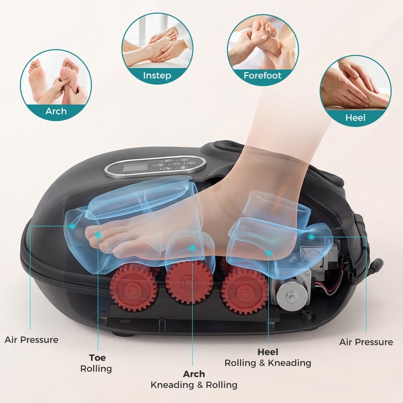 Machine with Heat & Shiatsu, Deep Tissue Plantar Fasciitis Relief, Gifts for Mom Dad, Fits Up to Size 13，Black - Image 3
