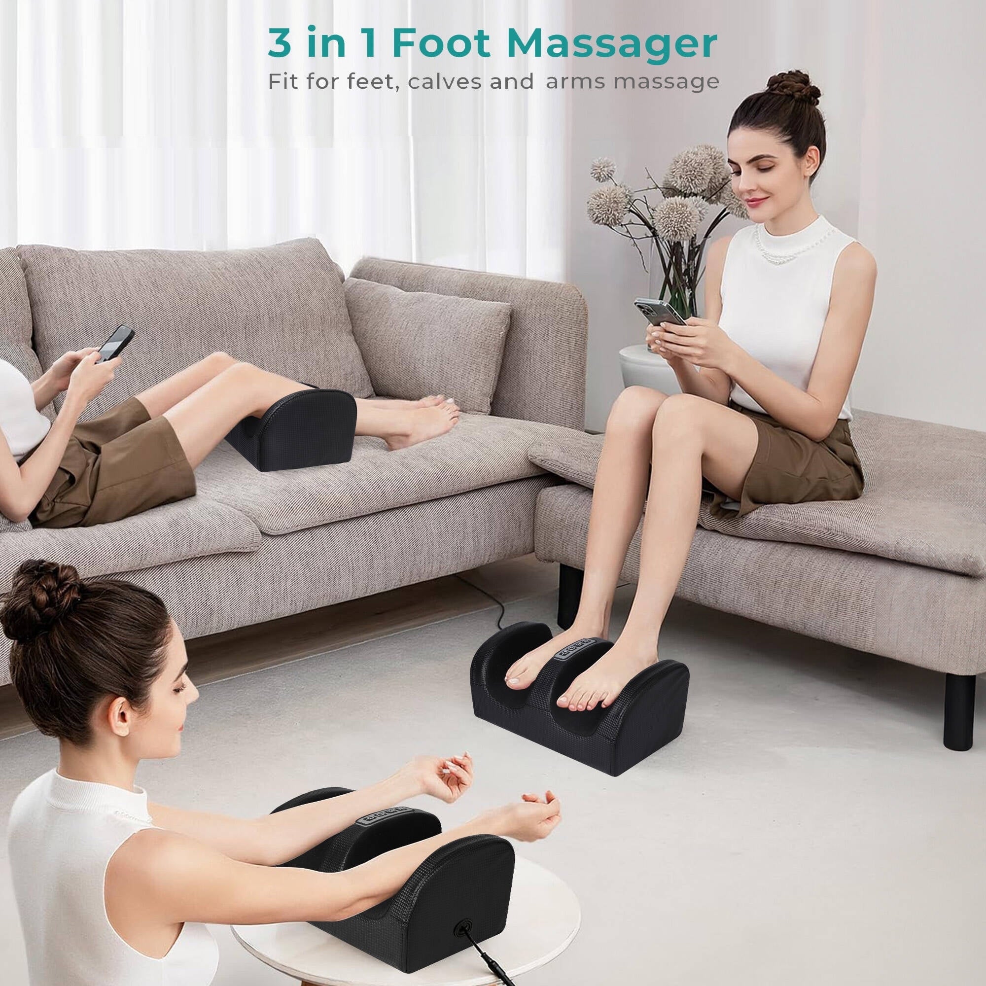 Massager with Heat, and Calf Massager with Roller, Deep Massage for Relaxation, Gifts for Women & Men, Black - Image 2