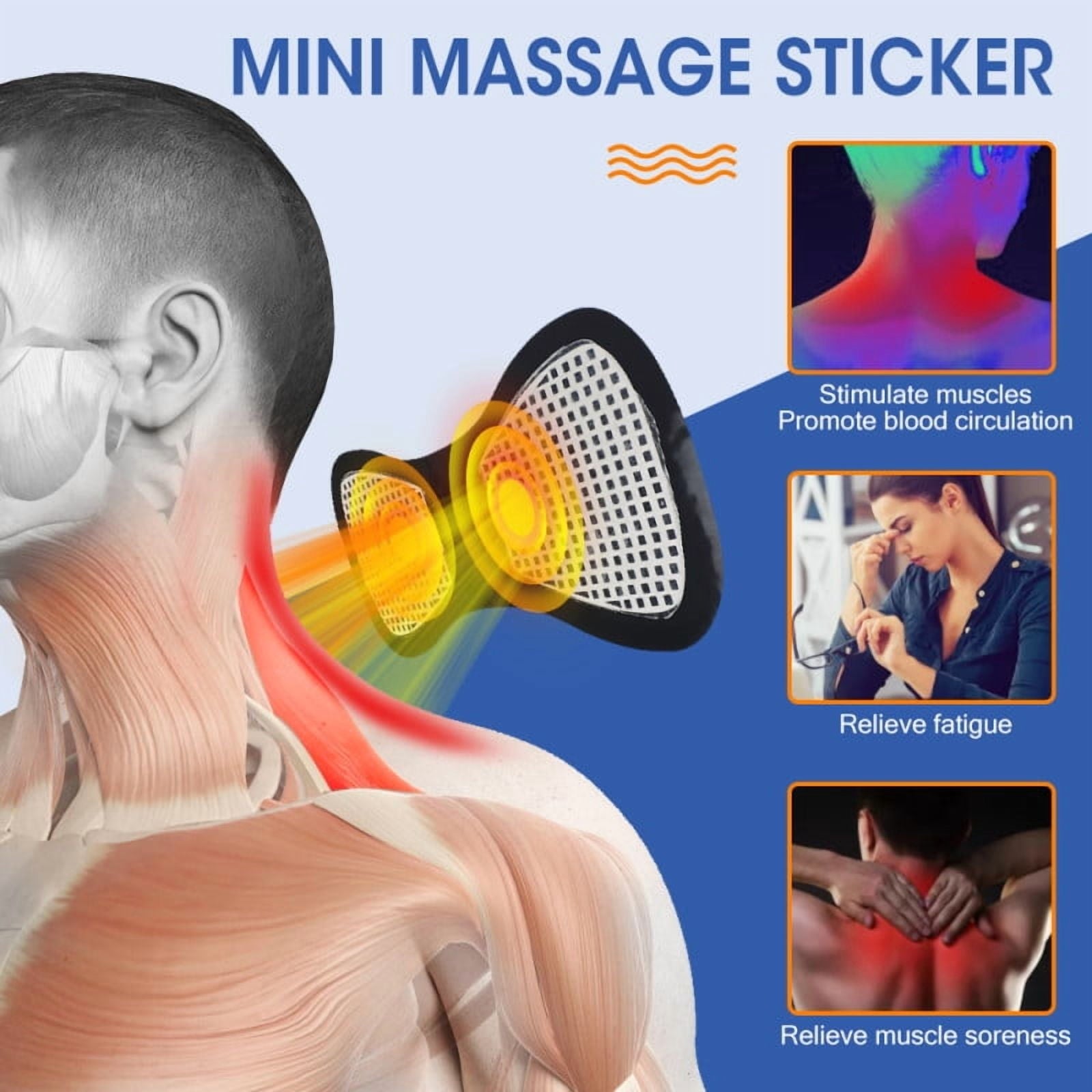 Portable Smart Pulse Massager Sticker For Back and Neck Full Body Muscle Stimulator Pain Relief Device - Image 3