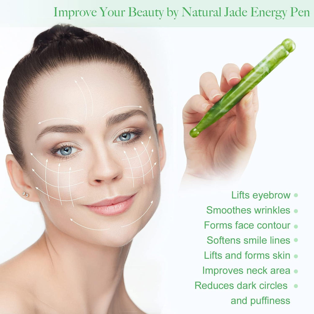 Acupressure Gua Sha Massage Acupuncture Pen, Natural Healing Stone Full Body Relax Self Massage Deep Soft Tissue Tool... - Image 5