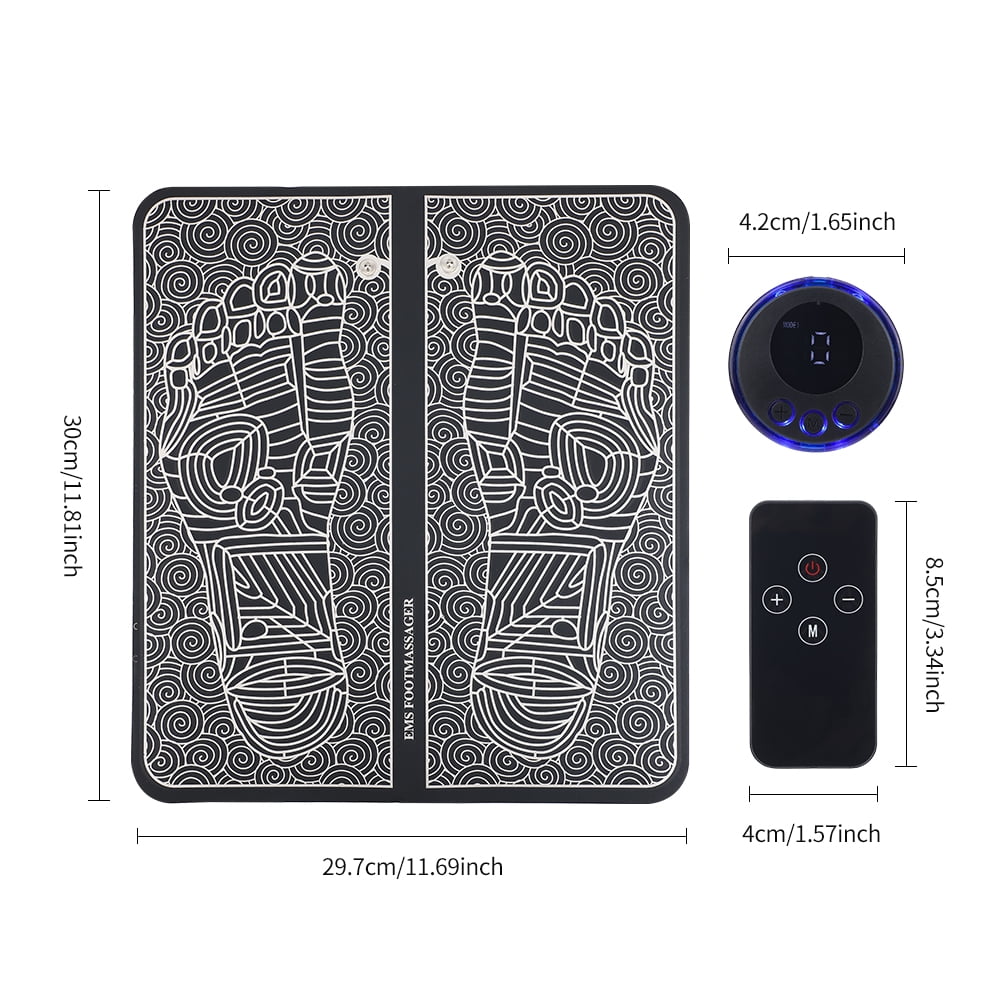 Mat,Feet Electric 8-Mode 19-Level Electrode Massage Mat with 2 Pairs of Electrode Pads,Portable Legs Pad Mat Black - Image 4