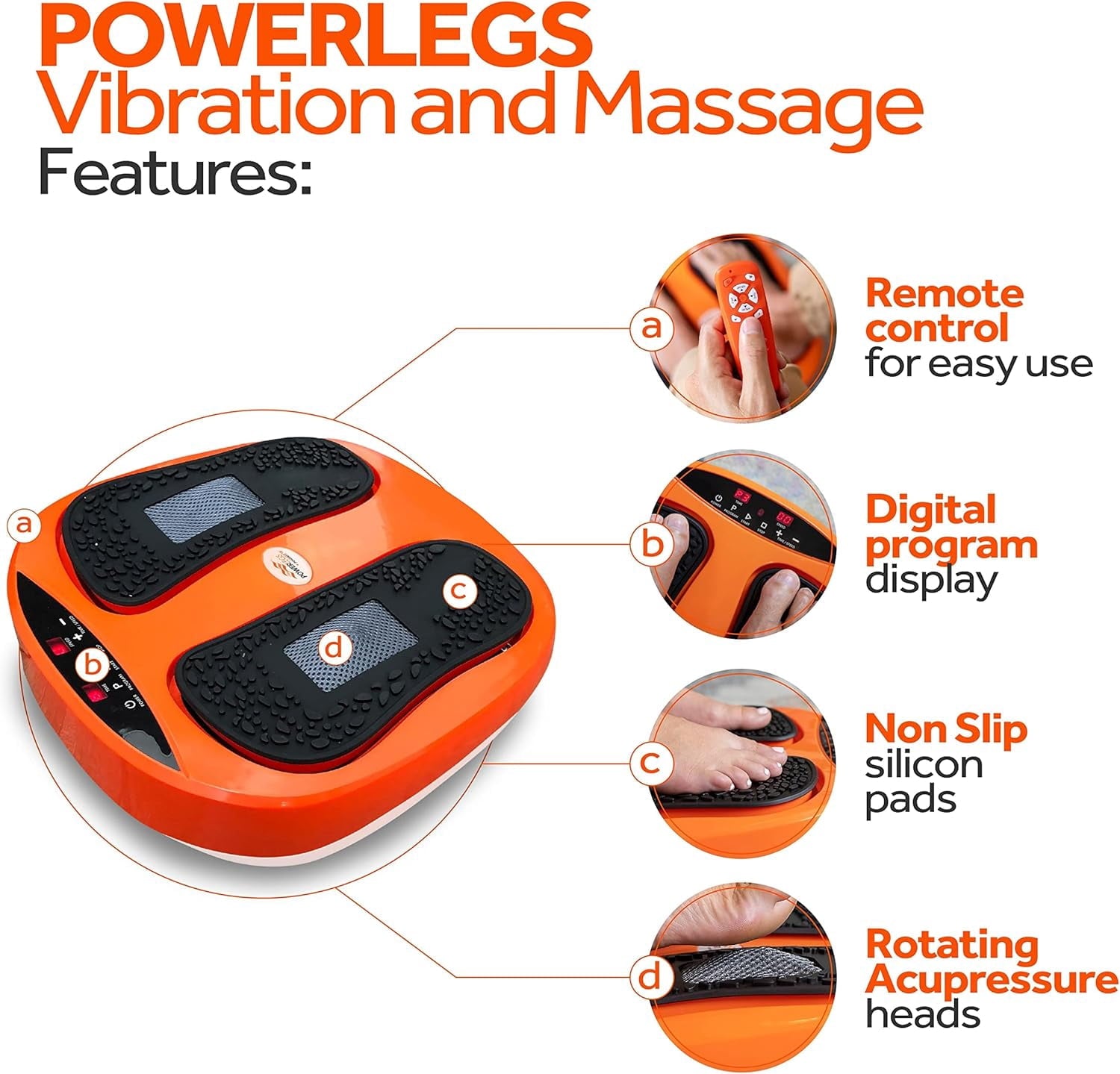 Electric Foot Massager Machine with Remote Control, Adjustable Speed, Vibration - Calf Massager - Feet Massager (Orange) - Image 4