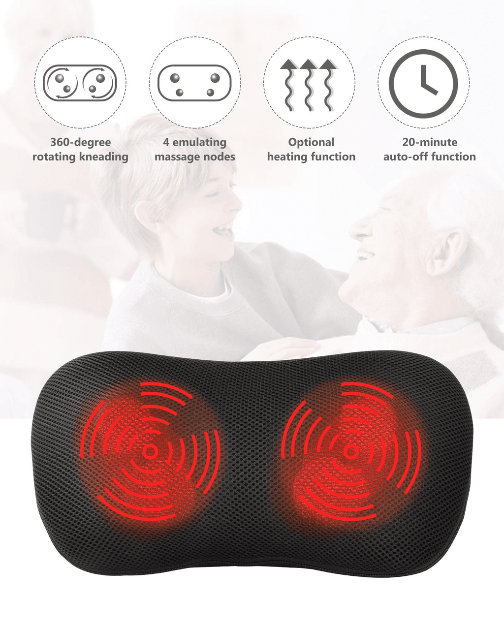 Massager with Heat, Shiatsu Deep-Kneading Massage for Muscle Pain Relief Spa-Like Soothing for Home Car and Office - Image 4