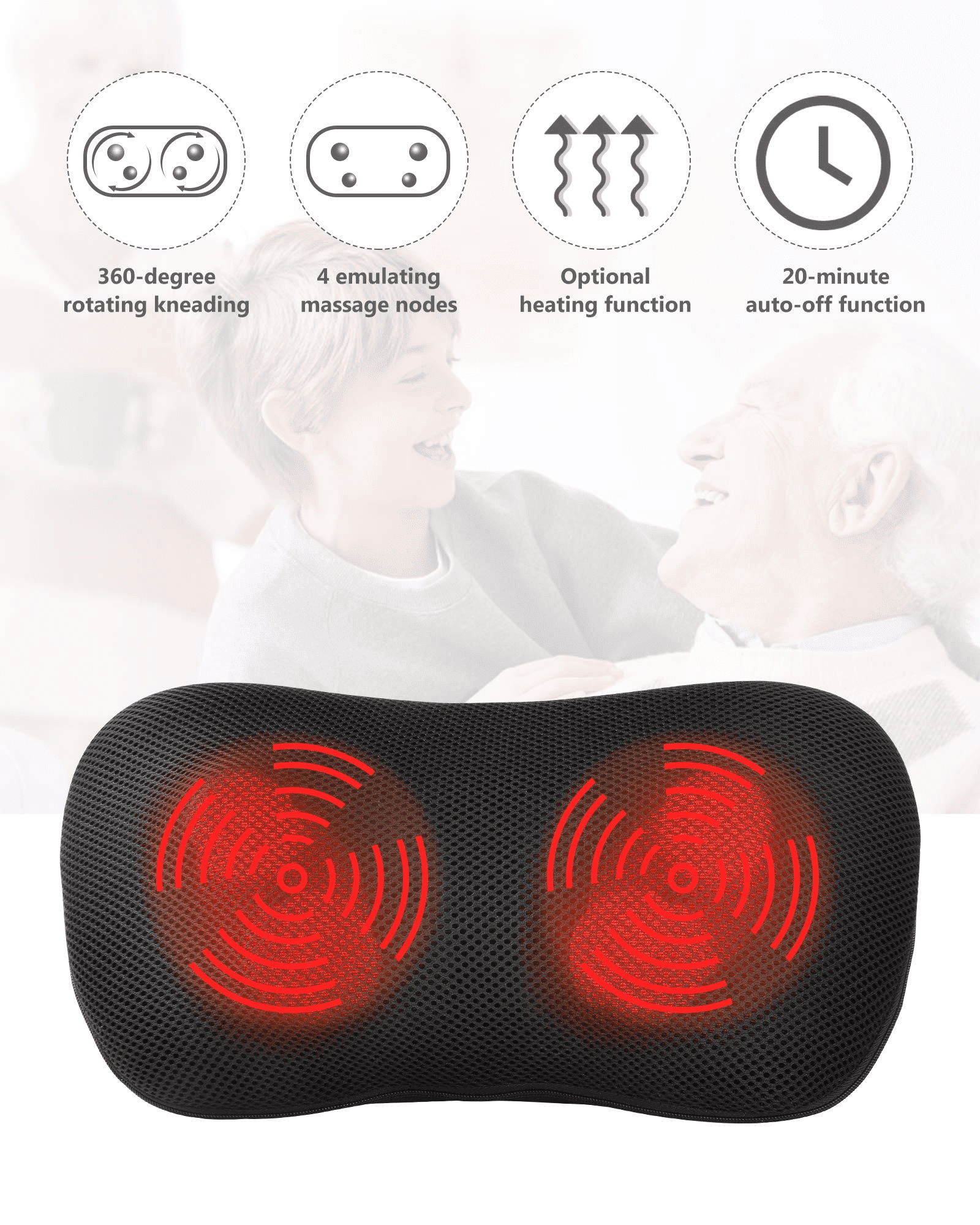 Massager with Heat, Shiatsu Deep-Kneading Massage for Muscle Pain Relief Spa-Like Soothing for Home Car and Office - Image 4