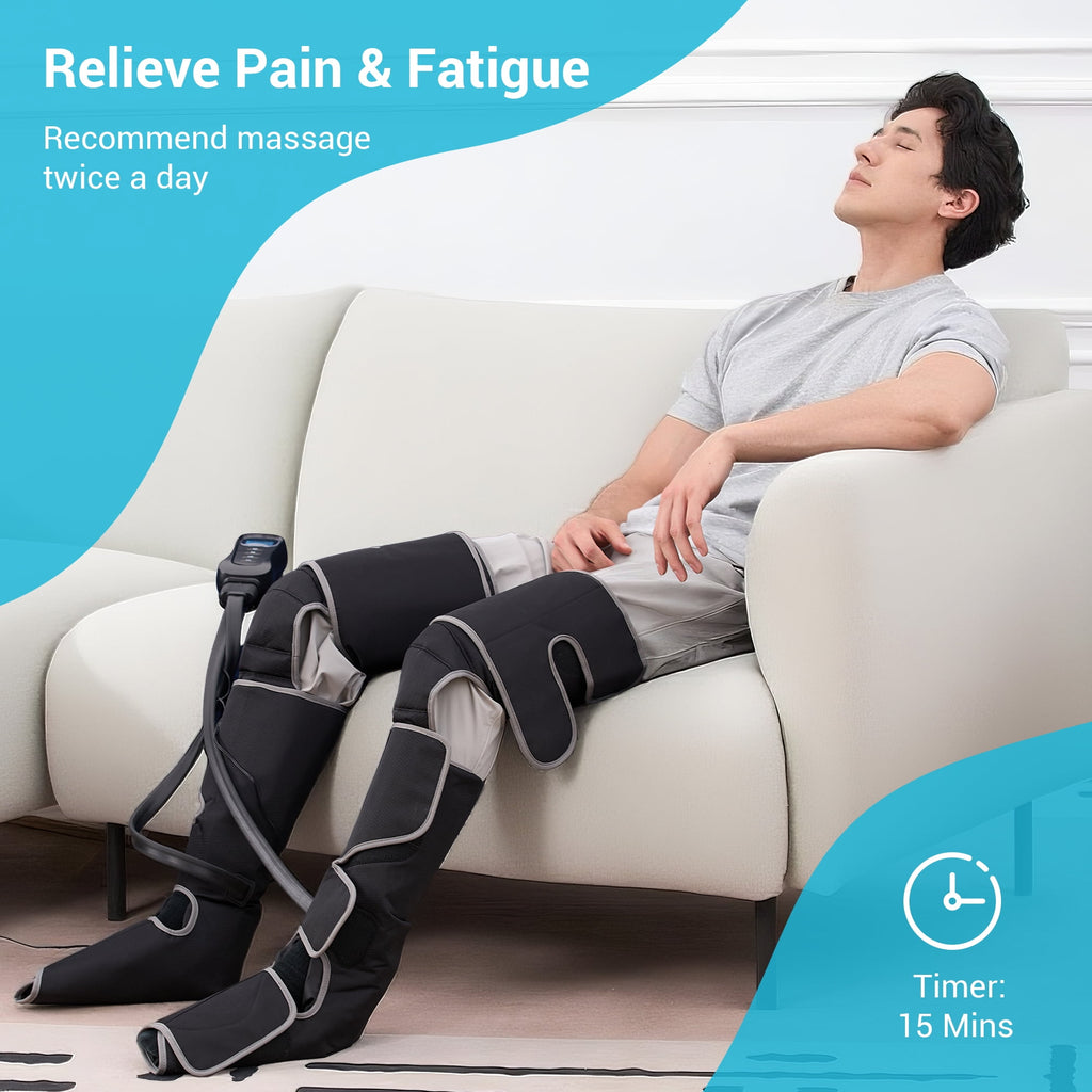 with Heat and Compression for Foot, Calf, and Thigh Circulation, 5 Modes, Plus Size, Black - Image 4