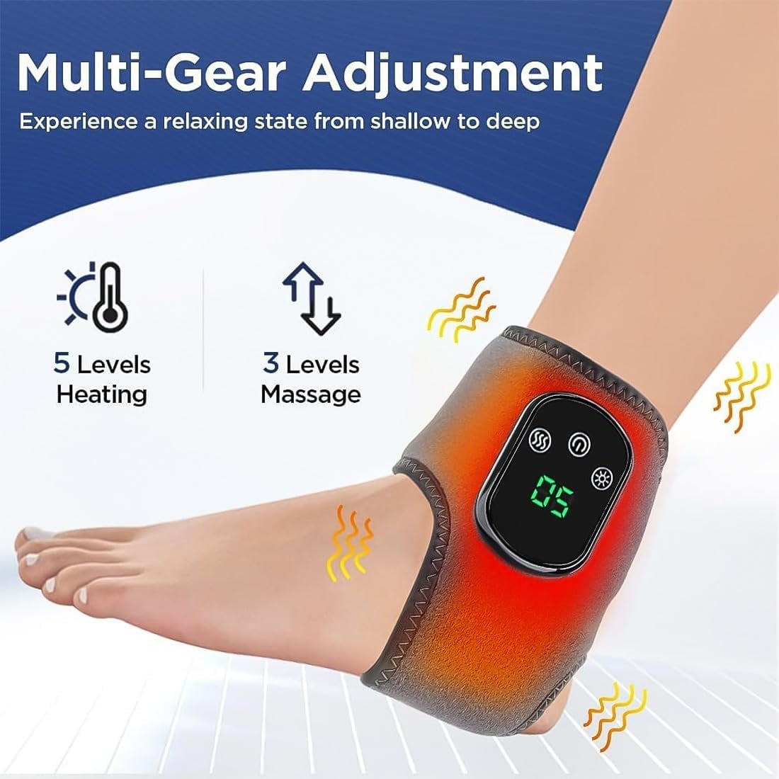 3-in-1 Massager, Ankle Massager for Pain Relief, for Neuropathy, 3 Vibration Modes & 5 Heat Levels, for All Ages Ankl... - Image 3