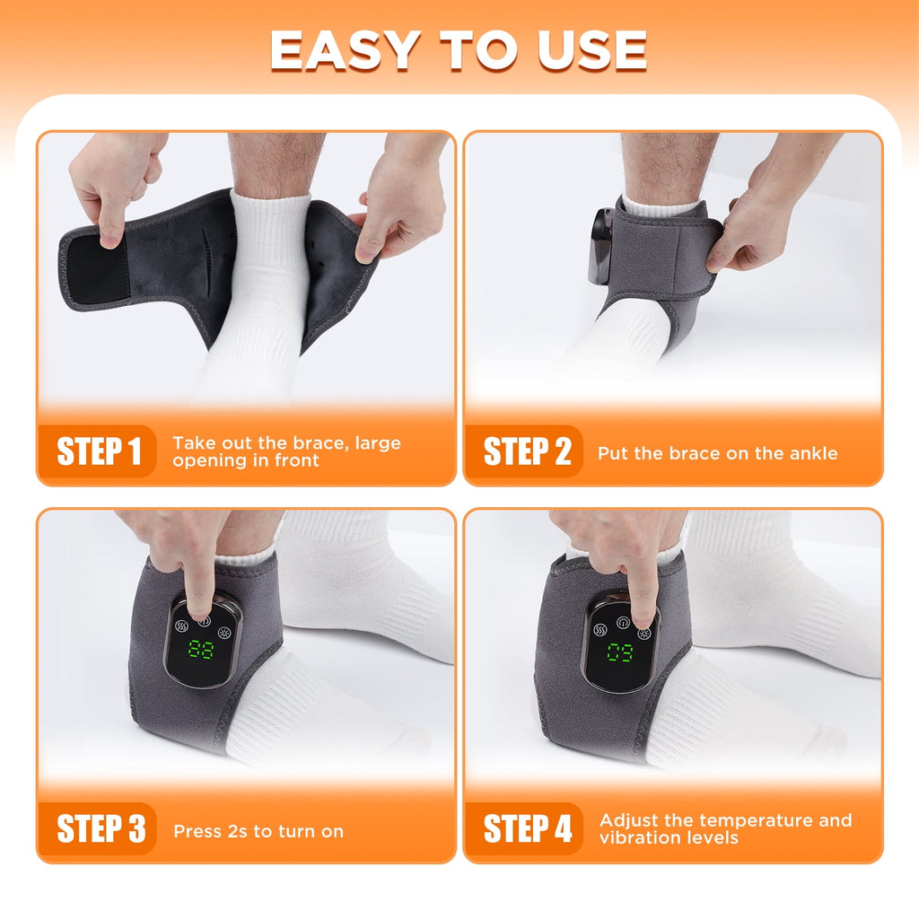 Electric Foot Massager, Heated Ankle Brace with Vibration, Cordless Ankle Massager with 5 Heating Levels 3 Vibration ... - Image 5