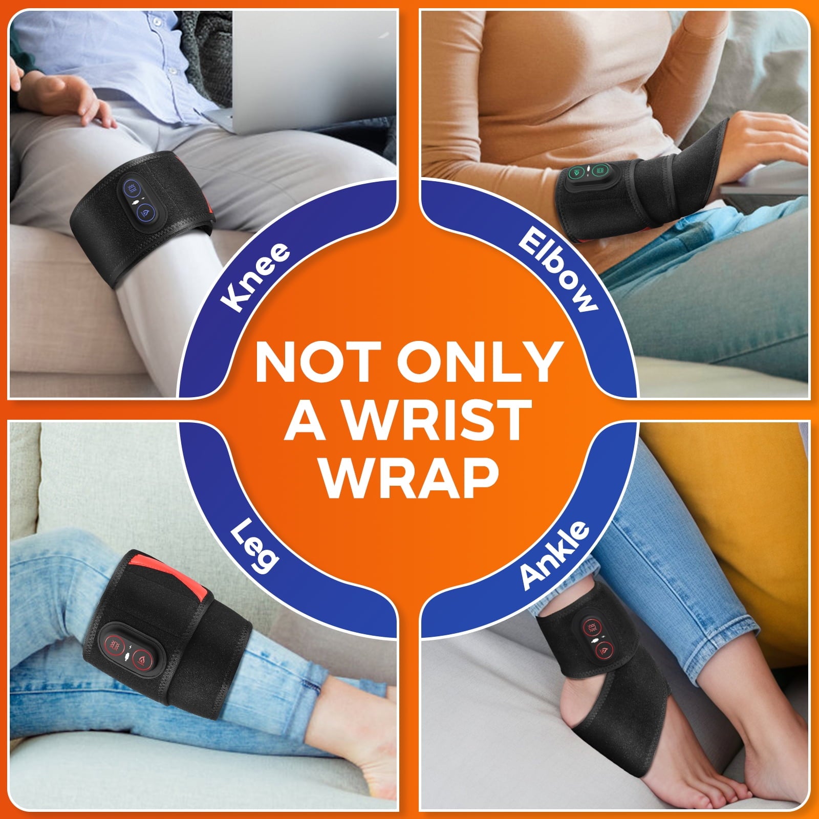 Pad Wrap, Heated Brace with Vibration, 3 Heats and Vibrations Modes, Heated and Hand Massager, Versatile Pad for , Ha... - Image 4