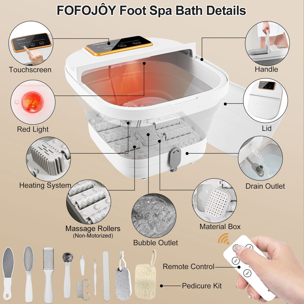 Bath with Heat, Temperature Control, Massage Rollers, Bubble & Pedicure Kit, Portable Massage for Relaxation - Image 2
