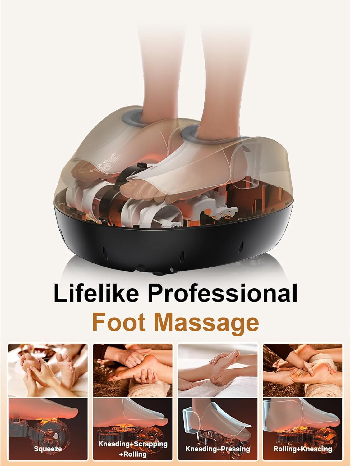 Foot Massager with Soothing Heat & Remote, Deep Kneading Foot Massager, Heated Electric Feet Massager Machine for Neu... - Image 6