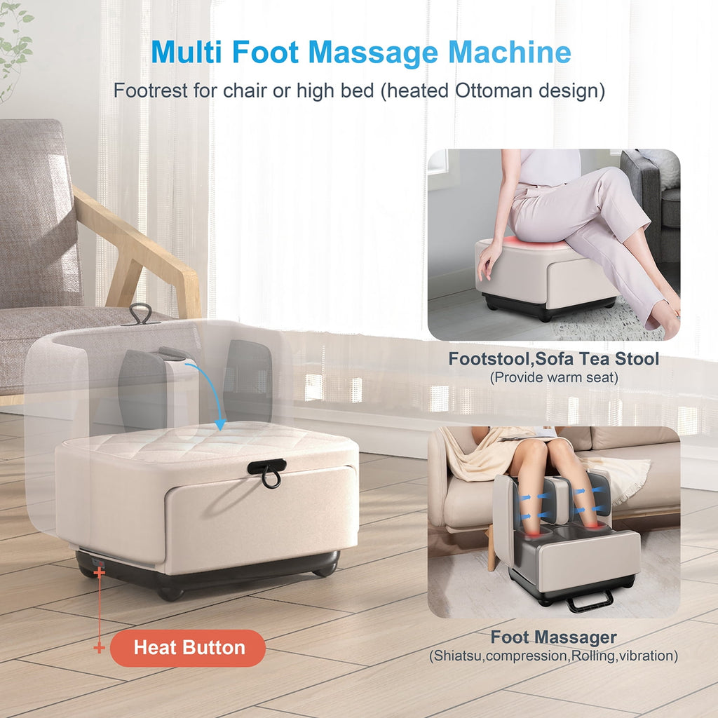 2 in 1 Foot Massager Machine & Ottoman Rest, Shiatsu Foot Calf Massager with Heat, App Control - Image 3