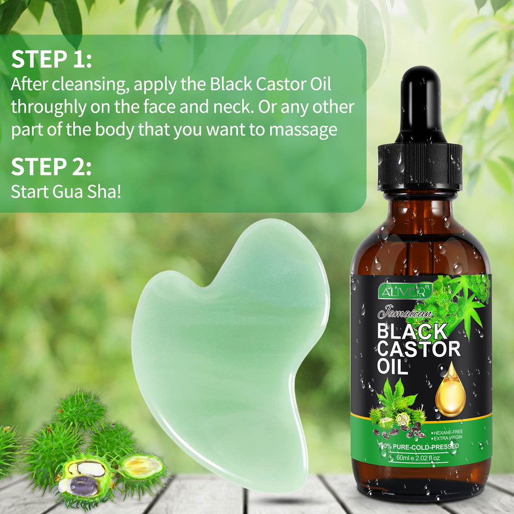 Tool + Black Castor Massage Oil, Natural Jade Tool for Face & Eye, for Puffiness Reducing & Jawline Sculpting, Relaxa... - Image 6