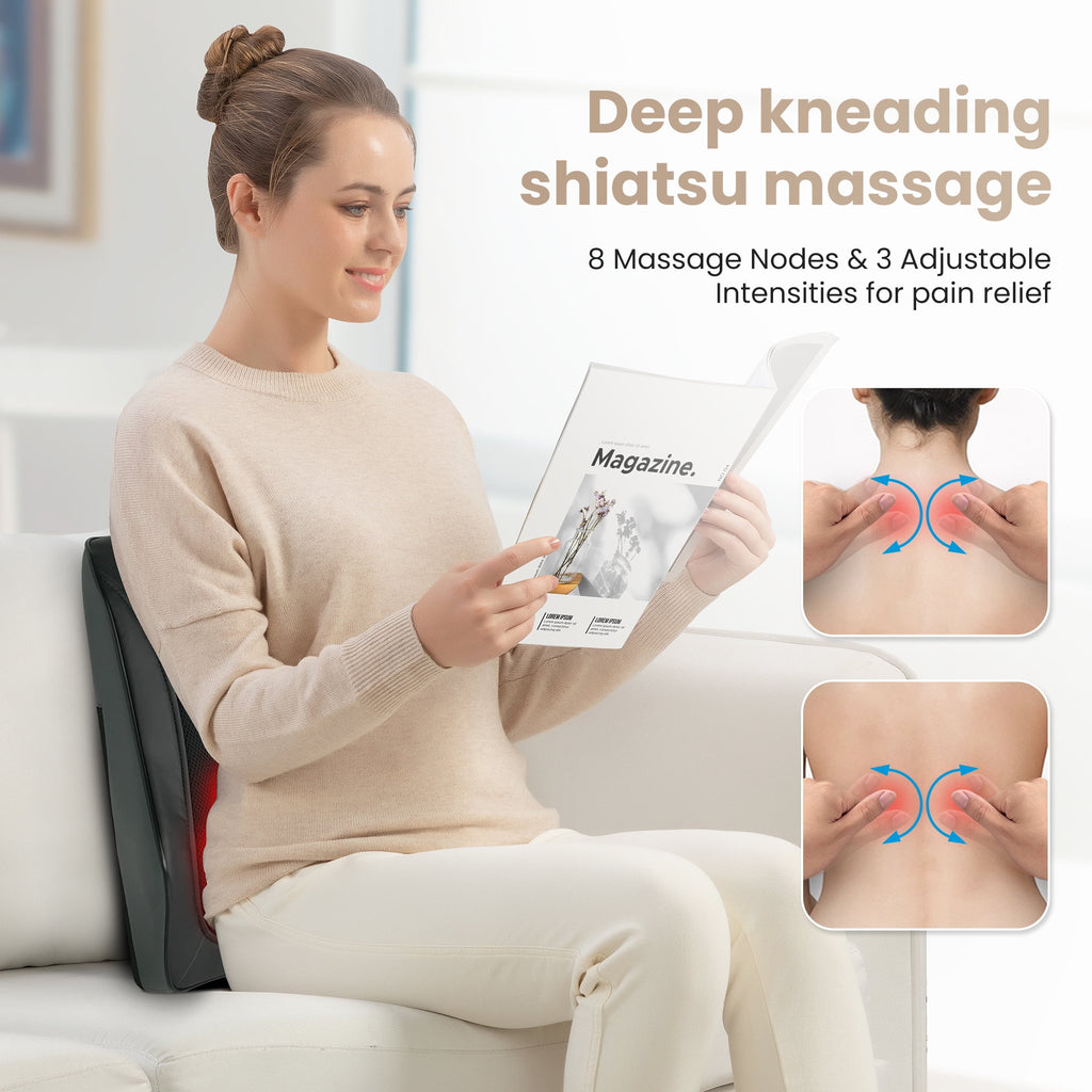 Shoulder & Back Massager with Heat, 8 Kneading Nodes, Portable Massage Pillow - Image 2
