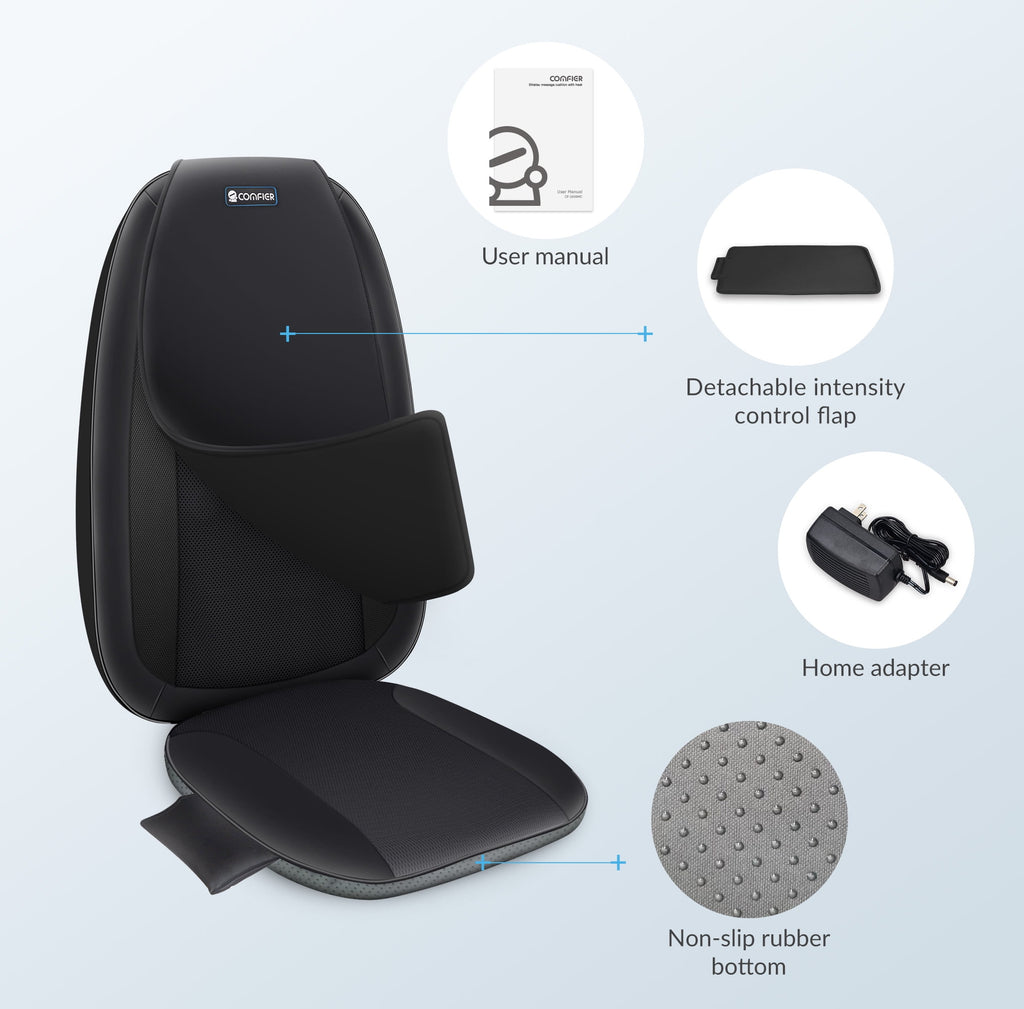 Massager with Heat Deep Tissue Kneading Massage Seat Cushion Electric Chair Pad Black - Image 2