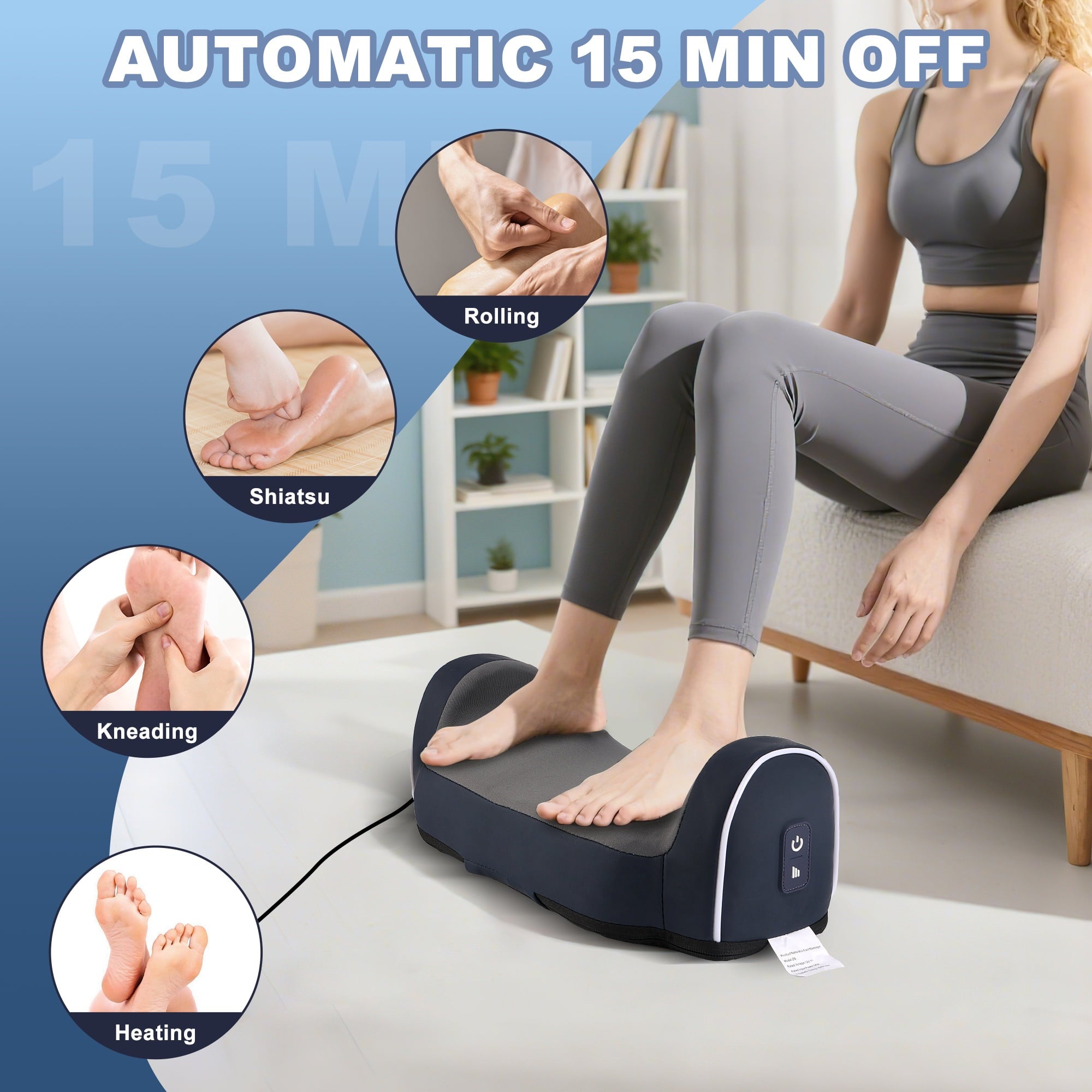 Electric Shiatsu Foot Calf Massager with Heated Kneading Rolling Relaxation Leg Arm Massage Acupuncture Points Multip... - Image 4